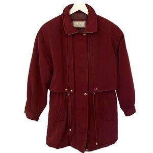 F.S. Limited Women’s Full Zip Front Drawstring Parka Coat Size Medium Burgundy